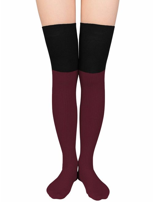 Azue Women Non Slip Thigh High Socks Fashion Tube Stockings above Knee Cosplay Socks