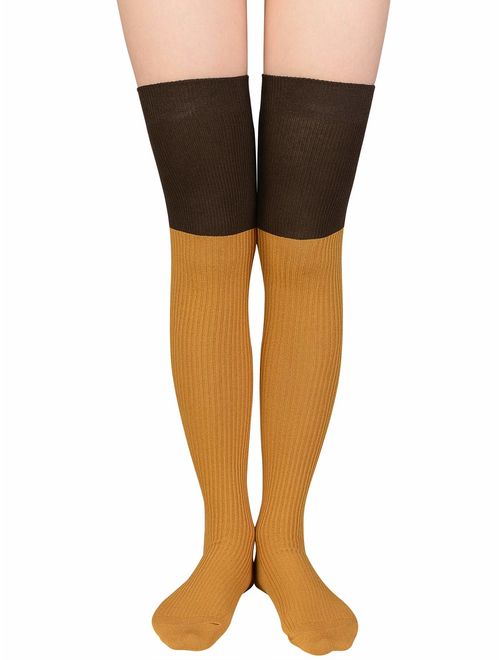 Azue Women Non Slip Thigh High Socks Fashion Tube Stockings above Knee Cosplay Socks