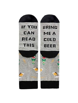 Gnpolo Women's Funny Socks If You Can Read This Bring Me A Glass of Wine Casual Novelty Sock