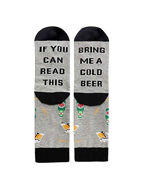 Gnpolo Women's Funny Socks If You Can Read This Bring Me A Glass of Wine Casual Novelty Sock