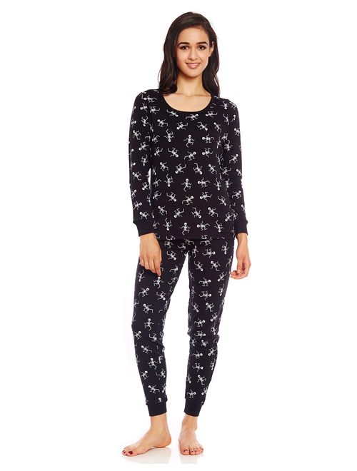 Leveret Women's Pajamas Fitted Printed Owl 2 Piece Pjs Set 100% Cotton Sleep Pants Sleepwear (XSmall-XLarge)