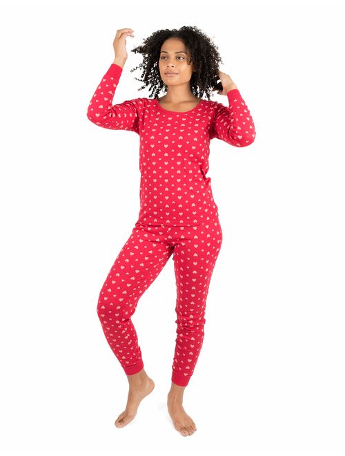 Leveret Women's Pajamas Fitted Printed Owl 2 Piece Pjs Set 100% Cotton Sleep Pants Sleepwear (XSmall-XLarge)