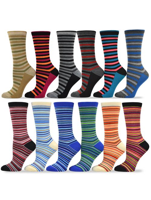 TeeHee Women's Value 12-Pack Fun Crew Socks