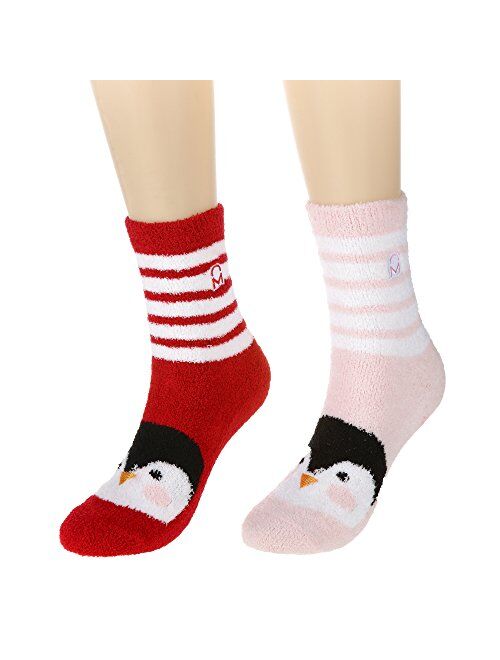 Noble Mount Women's Soft Anti-Skid Micro-Plush Winter Crew Socks