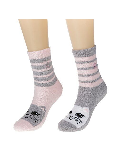 Noble Mount Women's Soft Anti-Skid Micro-Plush Winter Crew Socks