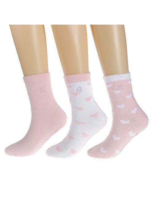 Noble Mount Women's Soft Anti-Skid Micro-Plush Winter Crew Socks