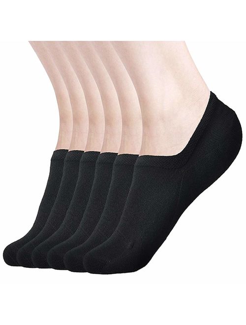 Womens No Show Socks Non Slip Flat Boat Line Low Cut Socks (3-6 Packs)