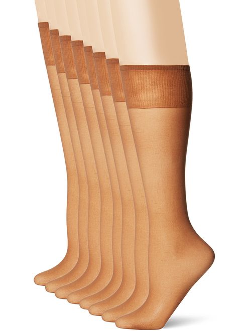 L'eggs Women's Plus-Size Everyday Knee High Sheer Toe, Pack Of 8