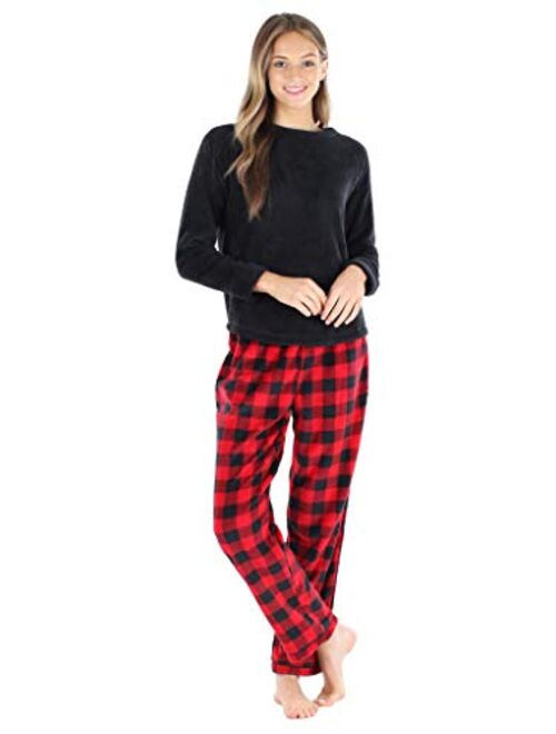 PajamaMania Women's Fleece Long Sleeve Pajamas PJ Set