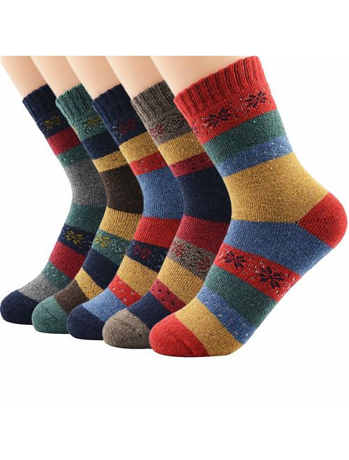 Zando Women's Winter Vintage Soft Wool Sock Warm Mid Calf Socks Cozy Casual Mens Thick Cabin Sock