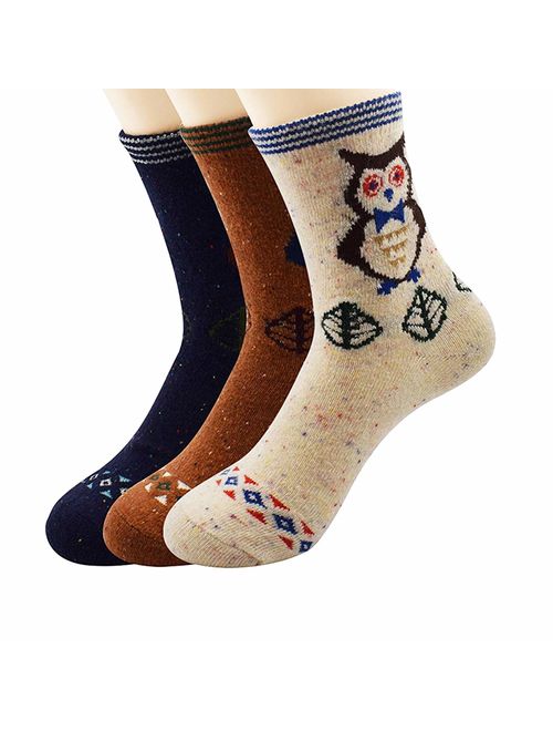 Zando Women's Winter Vintage Soft Wool Sock Warm Mid Calf Socks Cozy Casual Mens Thick Cabin Sock