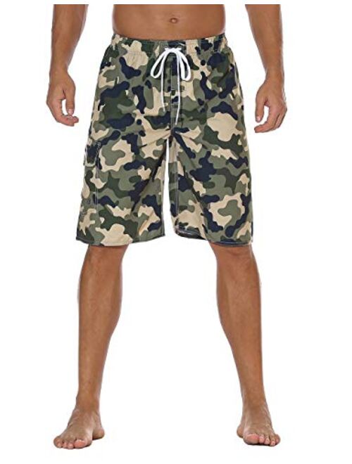 unitop Men's Swim Trunks Classic Lightweight Board Shorts with Lining