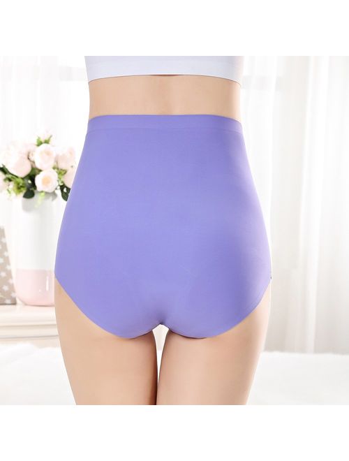 Women's 4 Pack Comfort Revolution Seamless Silky Brief Cotton Crotch Invisible Panties High Waist Quick Dry Underwear