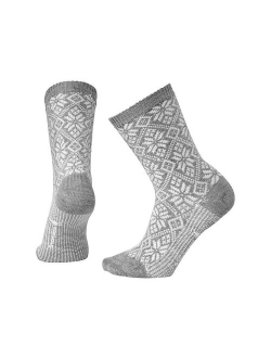 Traditional Snowflake Crew Socks - Women's Medium Cushioned Merino Wool Performance Socks