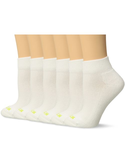 HUE Women's Quarter Top Sock with Cushion, 6-Pack