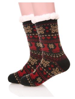 Womens Fuzzy Slipper Socks Warm Thick Heavy Fleece lined Fluffy Christmas Stockings Winter Socks