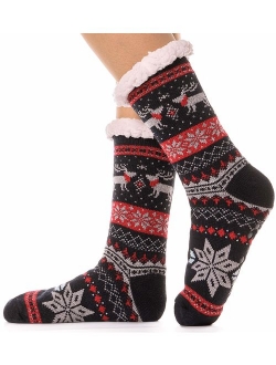 Womens Fuzzy Slipper Socks Warm Thick Heavy Fleece lined Fluffy Christmas Stockings Winter Socks