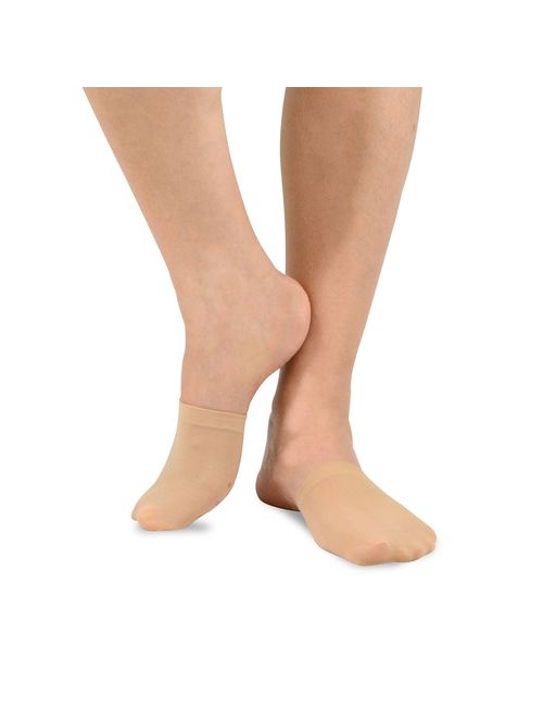 TeeHee Womens Seamless Toe Topper Liner Socks 5-Pack with Non-Skid Bottom