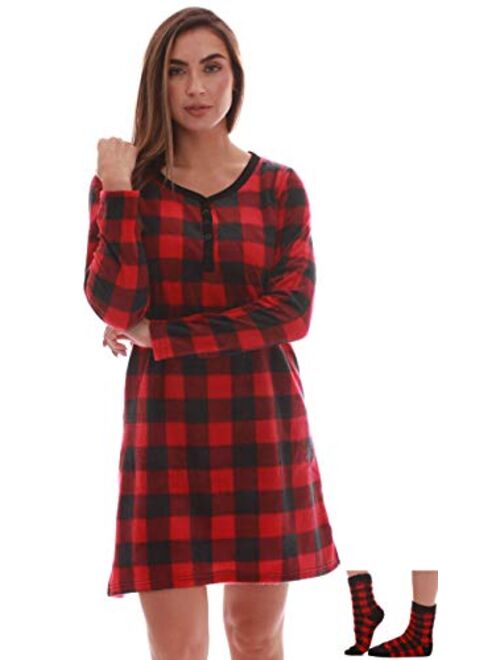 Just Love Women's Ultra-Soft Sleep Shirt Nightgown with Matching Fuzzy Socks