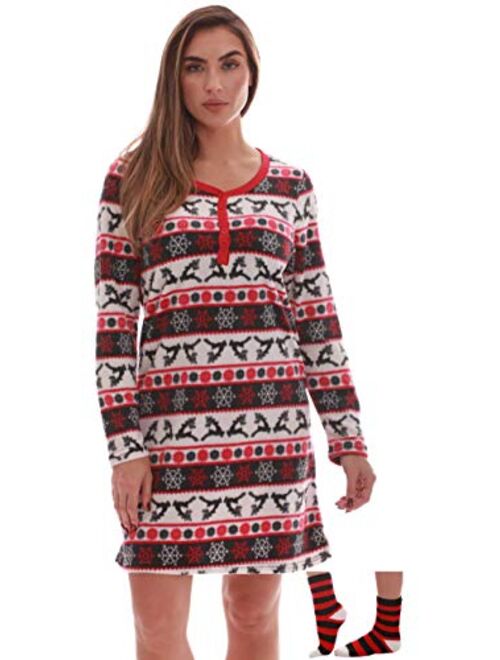 Just Love Women's Ultra-Soft Sleep Shirt Nightgown with Matching Fuzzy Socks