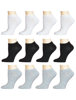 Top Step Women's No Show Athletic Socks - 12 Pack