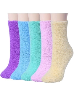 Loritta 5 Pairs Womens Fuzzy Christmas Socks Warm Soft Cozy Fluffy Slipper Socks Gifts