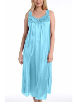 Ezi Women's Satin Silk Sleeveless Lingerie Long Nightgowns