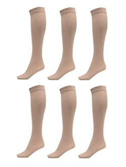 Daresay Women Trouser Socks with Comfort Band Stretchy Spandex Opaque Knee High 6 Pack