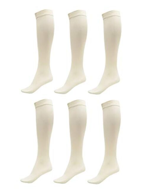 Daresay Women Trouser Socks with Comfort Band Stretchy Spandex Opaque Knee High 6 Pack