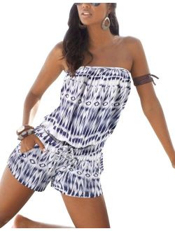 Sumtory Women's Strapless Printed Short Rompers Beachwear One Piece Jumpsuit