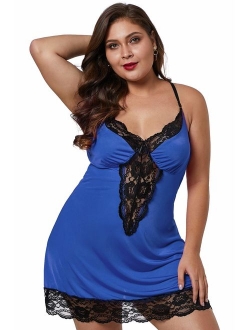 lime flare Women Sexy Plus Size Lace Babydoll Chemise Nighty Criss Cross Back Lingerie Dress Sleepwear