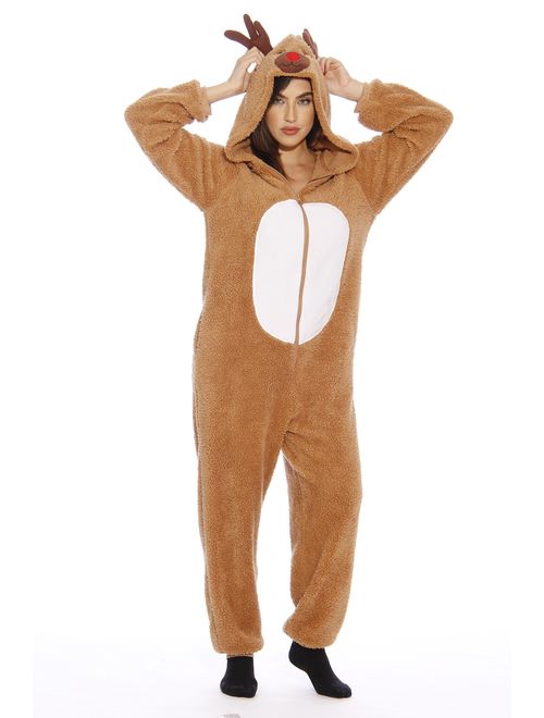 #followme Adult Christmas Onesie for Women Sherpa One-Piece Pajamas