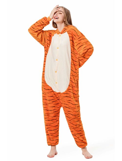 Halloween Tiger Onesie Costume Unisex-adult Animals Tiger Pajamas