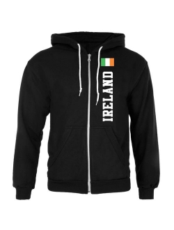 St Patricks Day Ireland Flag World Cup Mens Full Zip Hoodie Heather LG