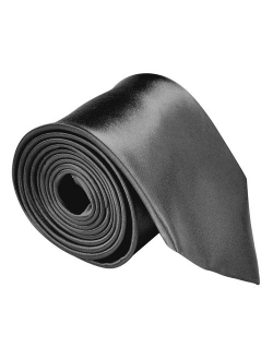 Neckties For Men 3.5 Satin Finish Men Ties Microfiber Solid Neck Tie - Black