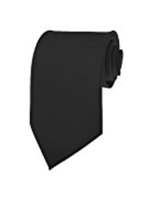 Neckties For Men 3.5 Satin Finish Men Ties Microfiber Solid Neck Tie - Black