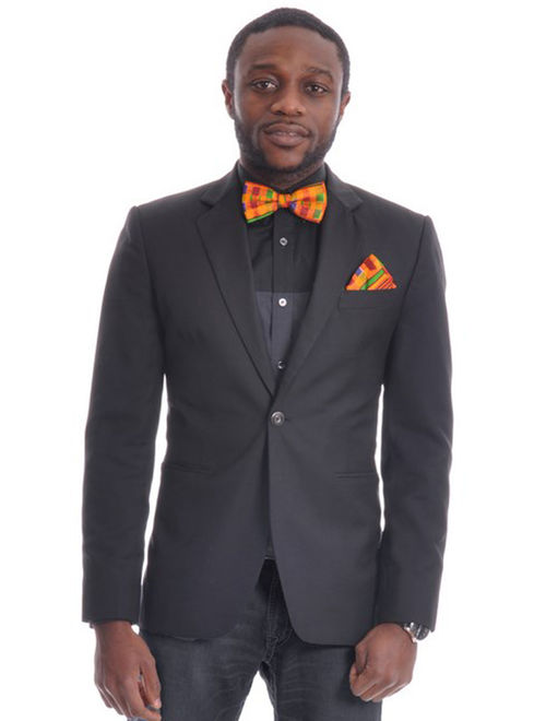 Kente African Print Bow Tie with Pocket Triangle