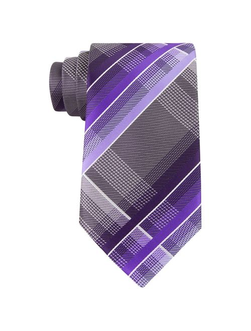 Geoffrey Beene Mens Fearless Plaid Necktie, Purple, Classic (57 To 59 in.)