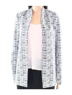 NEW White Black Womens Size 8P Petite Open-Front Jacket