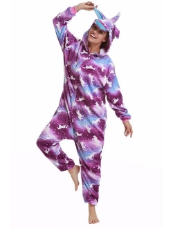 NewPlush Unisex Unicorn Costumes Pyjamas, Adult Women Men Animal Cosplay Onesie
