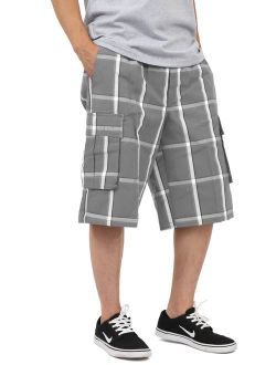 Ma Croix Mens PLAID SHORTS Cargo Pants Casual Comfort Fit S-5XL