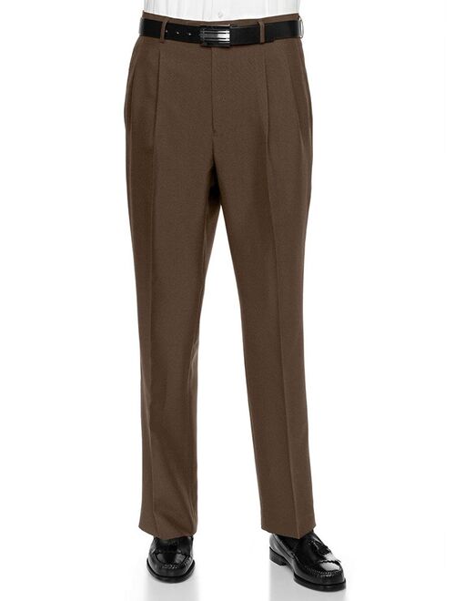 RGM Men's Work To Weekend Pleated Front Dress Pant Finished Hem With No Cuff