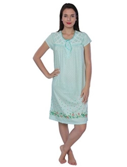 Beverly Rock Women's Cotton Floral Print Short Sleeve Knit Nightgown