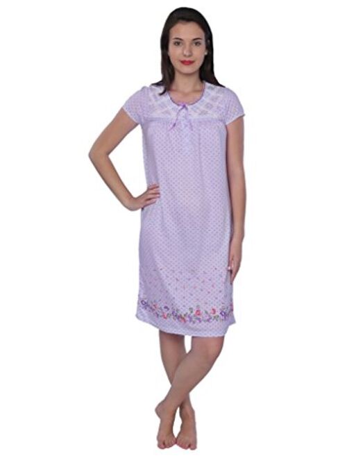 Beverly Rock Women's Cotton Floral Print Short Sleeve Knit Nightgown