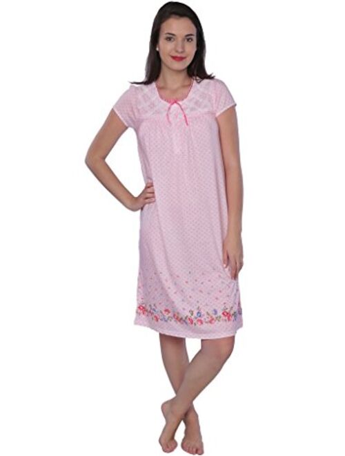 Beverly Rock Women's Cotton Floral Print Short Sleeve Knit Nightgown