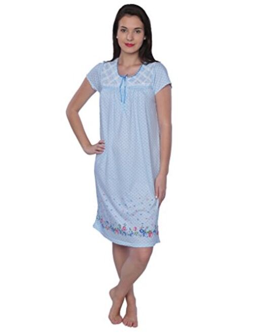 Beverly Rock Women's Cotton Floral Print Short Sleeve Knit Nightgown