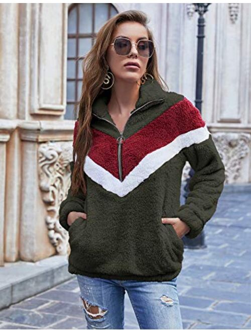 AKEWEI Womens Faux Fur Coats Casual Loose Pullover Fleece Sweatshirt Outwear (S-XXL)