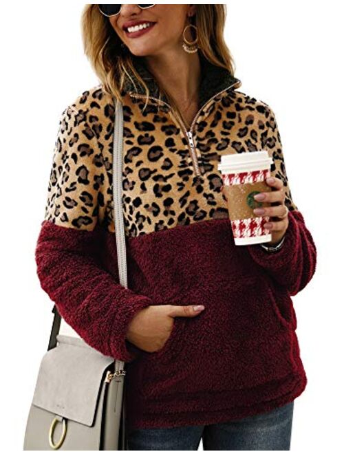 AKEWEI Womens Faux Fur Coats Casual Loose Pullover Fleece Sweatshirt Outwear (S-XXL)