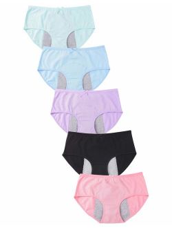 Nalwort Teen Girls Period Underwear Menstrual Period Panties Leak-Proof  Organic Cotton Protective Briefs Pack of 6
