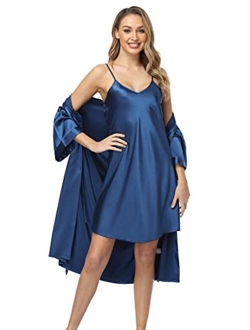 Joy Bridalc Women's Kimono Robe Gorgeous Loungewear 2PC Set Sleepwear Camisole & Robe